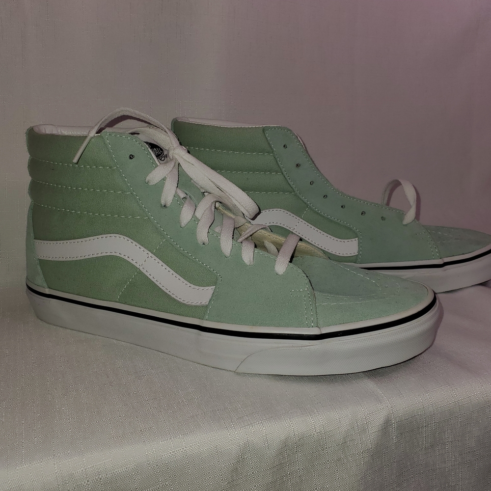 Vans Mint Green and White High-Top Sneakers